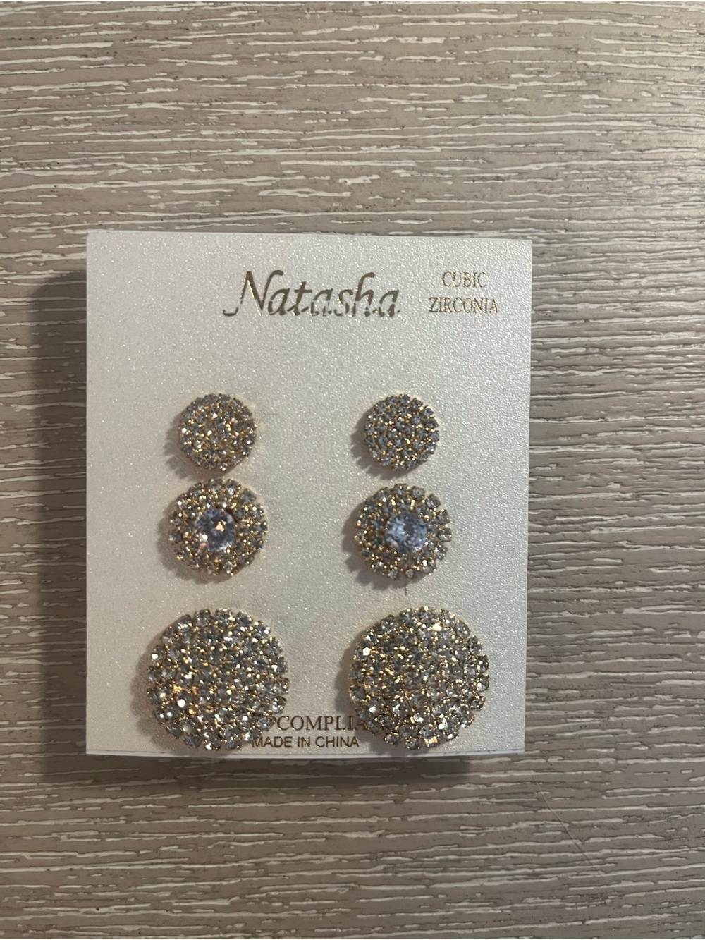 Natasha Couture Gold-Tone Cubic Zirconia Multi-Stud Earring Set